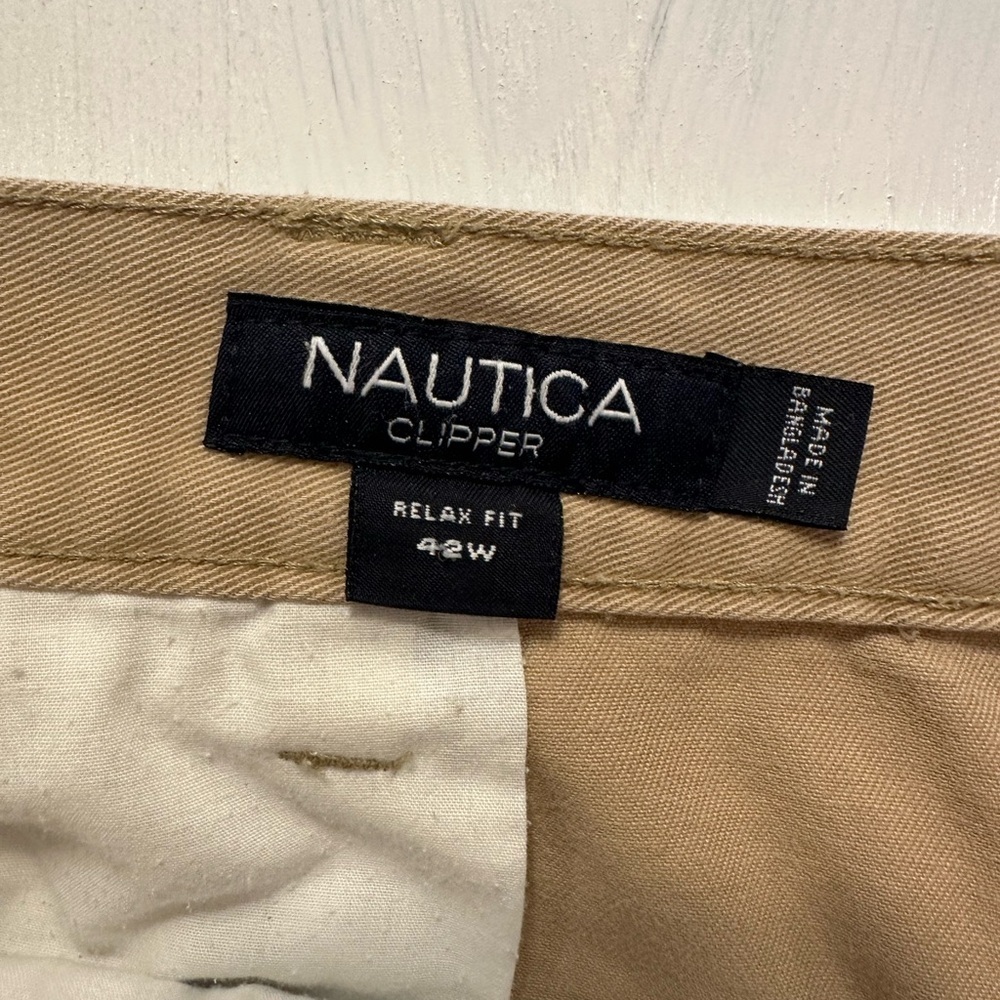 Nautica Clipper Cargo Shorts 42W Relax Fit Khaki Cotton Outdoor Pockets Casual - Picture 5 of 9